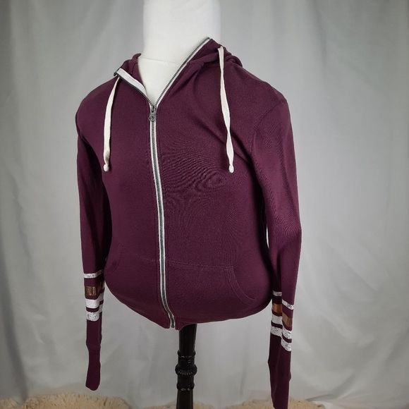 SO hoodie sweater lightweight sweatshirt long sleeve womens M zip thumb hole - Picture 5 of 13